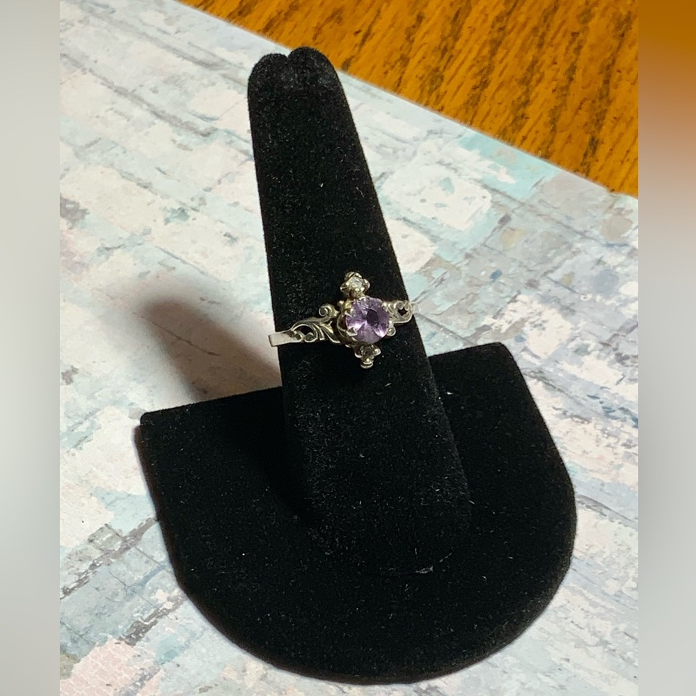Vintage 925 Victorian Pink Ice Solitaire Ring Sz 7.5